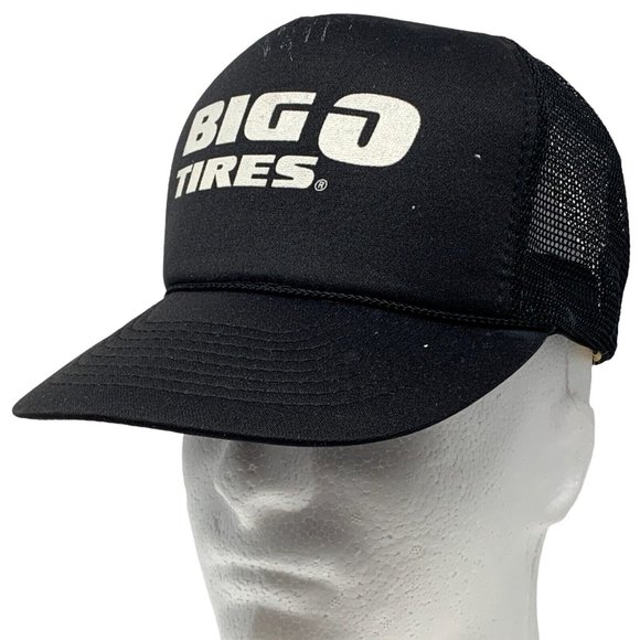 Vintage Other - Vintage 80s Big O Tires Automotive Snapback Trucker Hat Mesh Black Baseball Cap